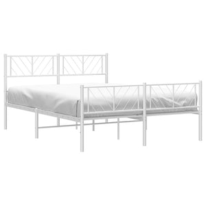 Sengeramme i metall med hode- og fotgavl hvit 150x200 cm