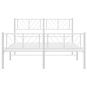 Sengeramme i metall med hode- og fotgavl hvit 150x200 cm