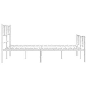 Sengeramme i metall med hode- og fotgavl hvit 150x200 cm