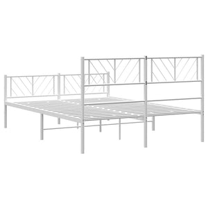 Sengeramme i metall med hode- og fotgavl hvit 150x200 cm
