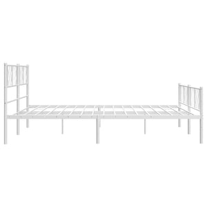 Sengeramme i metall med hode- og fotgavl hvit 183x213 cm