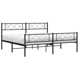 Sengeramme i metall med hode- og fotgavl svart 183x213 cm