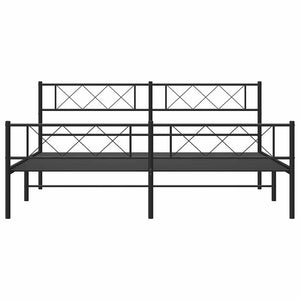 Sengeramme i metall med hode- og fotgavl svart 183x213 cm