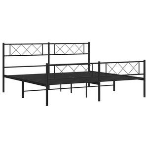 Sengeramme i metall med hode- og fotgavl svart 183x213 cm