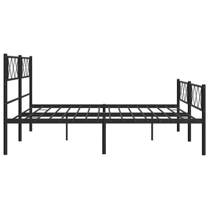 Sengeramme i metall med hode- og fotgavl svart 183x213 cm