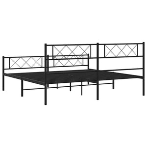Sengeramme i metall med hode- og fotgavl svart 183x213 cm