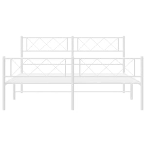 Sengeramme i metall med hode- og fotgavl hvit 135x190 cm