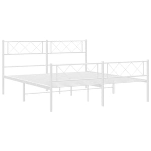 Sengeramme i metall med hode- og fotgavl hvit 135x190 cm