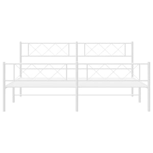 Sengeramme i metall med hode- og fotgavl hvit 193x203 cm