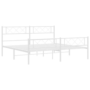 Sengeramme i metall med hode- og fotgavl hvit 193x203 cm