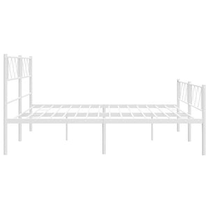 Sengeramme i metall med hode- og fotgavl hvit 193x203 cm
