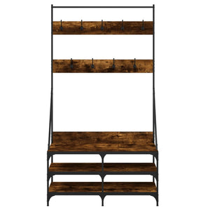Klesstativ med skooppbevaring røkt eik 100x40x184 cm