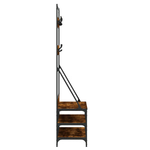 Klesstativ med skooppbevaring røkt eik 100x40x184 cm
