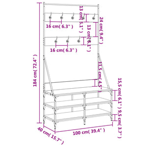 Klesstativ med skooppbevaring røkt eik 100x40x184 cm