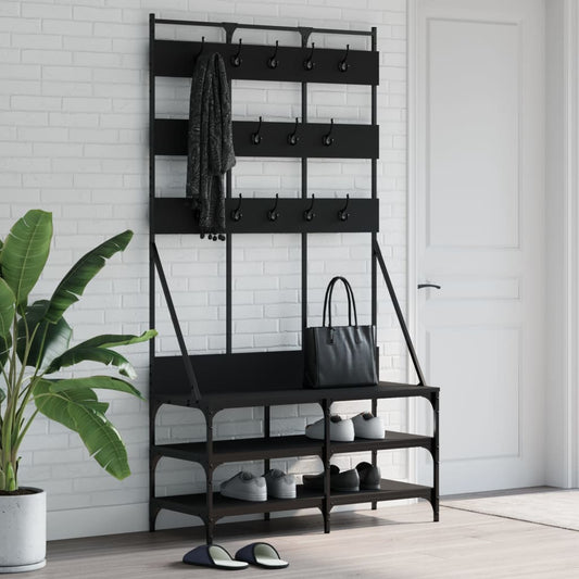 Klesstativ med skooppbevaring svart 100x40x184 cm