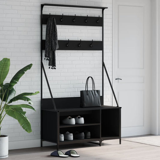 Klesstativ med skooppbevaring svart 100x41x184 cm