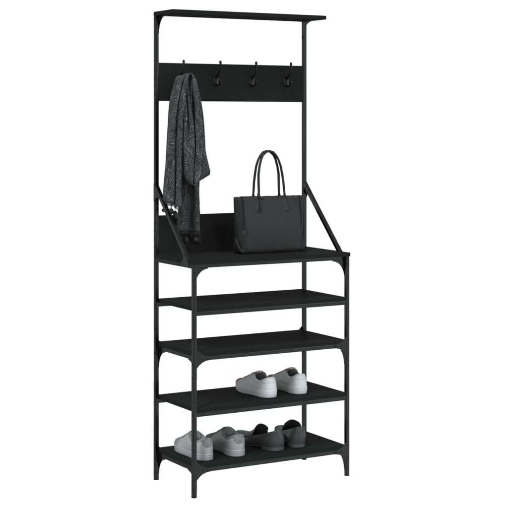 Klesstativ med skooppbevaring svart 70x34x184 cm
