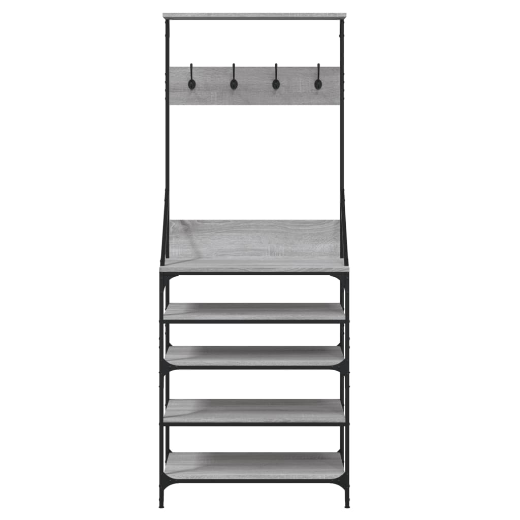 Klesstativ med skooppbevaring grå sonoma 70x34x184 cm