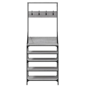 Klesstativ med skooppbevaring grå sonoma 70x34x184 cm