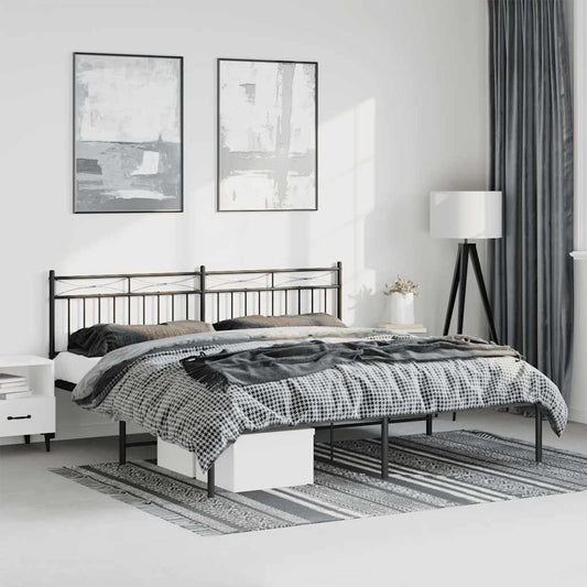 Sengeramme i metall med sengegavl svart 183x213 cm