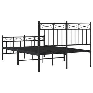 Sengeramme i metall med hode- og fotgavl svart 120x200 cm