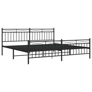 Sengeramme i metall med hode- og fotgavl svart 200x200 cm