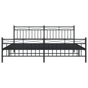 Sengeramme i metall med hode- og fotgavl svart 200x200 cm
