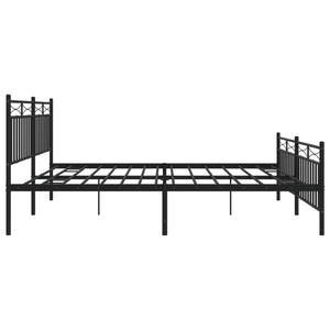 Sengeramme i metall med hode- og fotgavl svart 200x200 cm