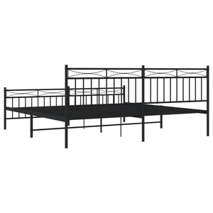 Sengeramme i metall med hode- og fotgavl svart 200x200 cm
