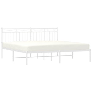 Sengeramme i metall med hodegavl hvit 183x213 cm
