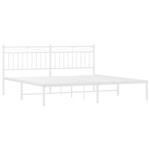 Sengeramme i metall med hodegavl hvit 183x213 cm