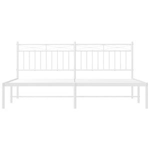 Sengeramme i metall med hodegavl hvit 183x213 cm