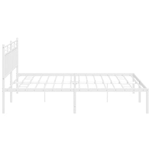 Sengeramme i metall med hodegavl hvit 183x213 cm