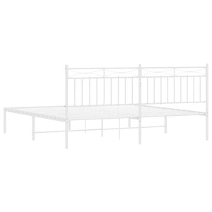 Sengeramme i metall med hodegavl hvit 183x213 cm