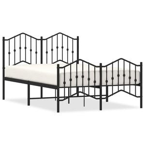 Sengeramme i metall med hode- og fotgavl svart 120x190 cm