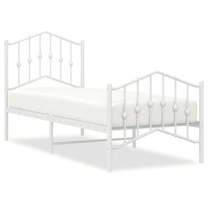 Sengeramme i metall med hode- og fotgavl hvit 75x190 cm