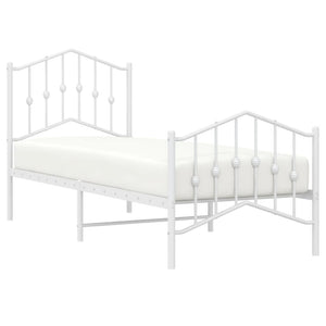 Sengeramme i metall med hode- og fotgavl hvit 75x190 cm