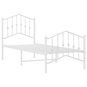 Sengeramme i metall med hode- og fotgavl hvit 75x190 cm