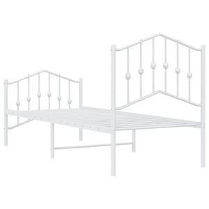Sengeramme i metall med hode- og fotgavl hvit 75x190 cm