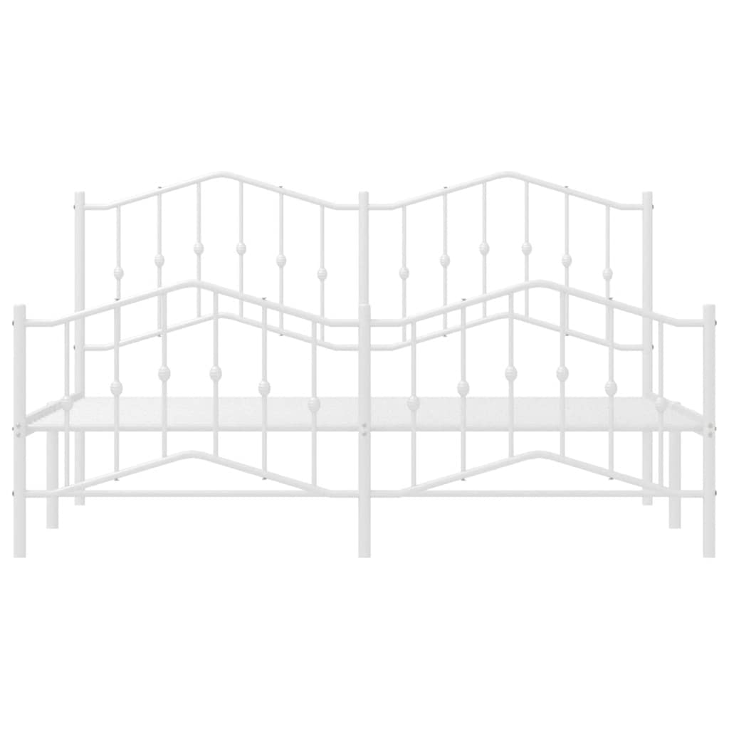 Sengeramme i metall med hode- og fotgavl hvit 183x213 cm