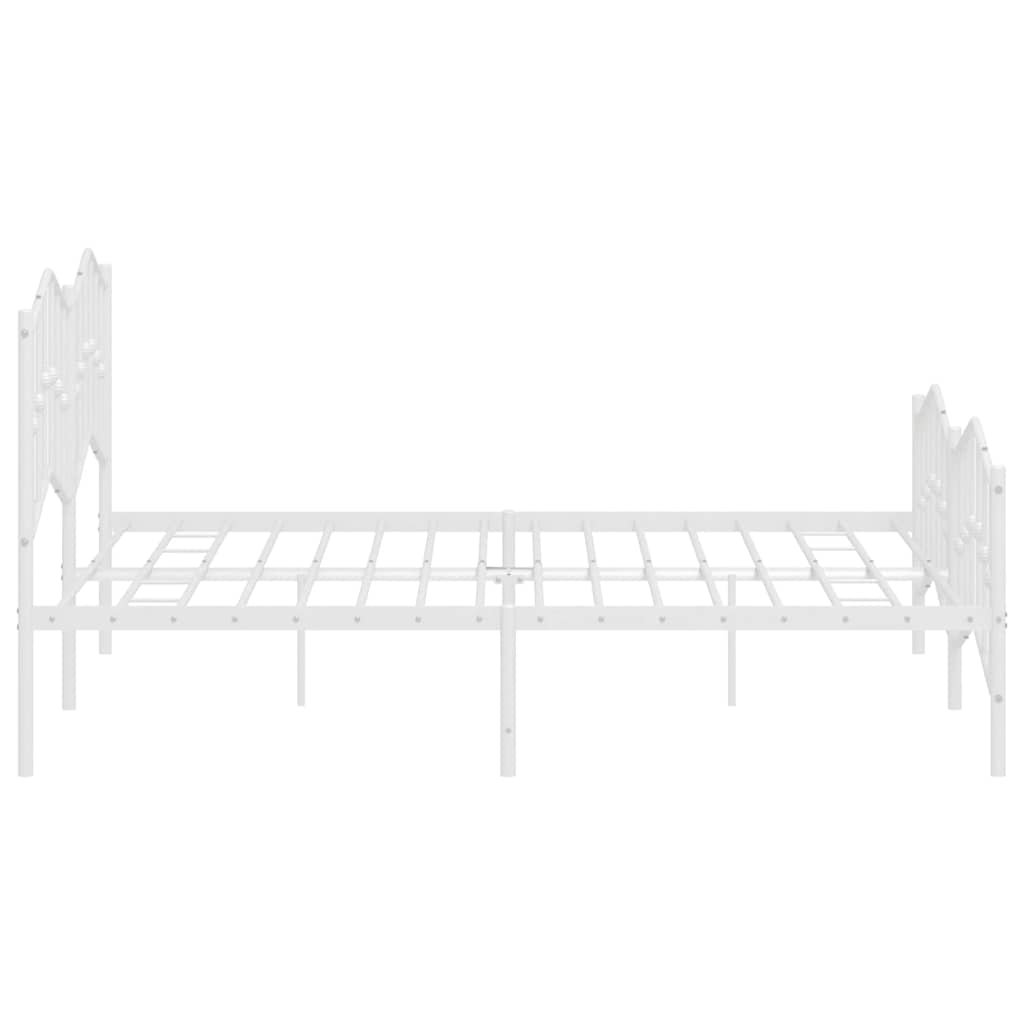 Sengeramme i metall med hode- og fotgavl hvit 183x213 cm