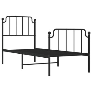 Sengeramme i metall med hode- og fotgavl svart 80x200 cm