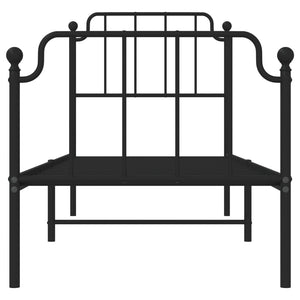 Sengeramme i metall med hode- og fotgavl svart 80x200 cm
