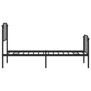 Sengeramme i metall med hode- og fotgavl svart 80x200 cm