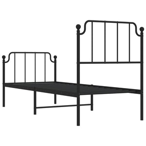 Sengeramme i metall med hode- og fotgavl svart 80x200 cm