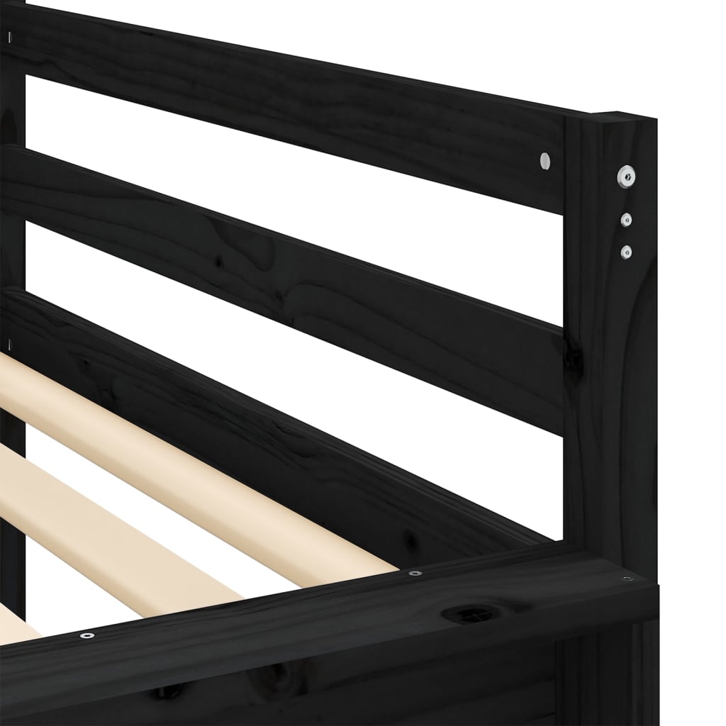Køyeseng for barn med sklie svart 80x200 cm heltre furu