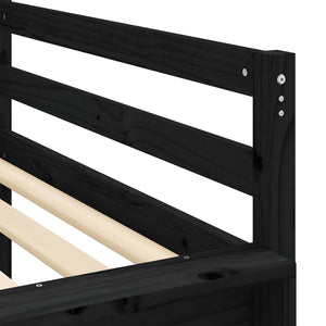 Køyeseng for barn med sklie svart 80x200 cm heltre furu