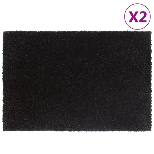 Dørmatter 2 stk svart 40x60 cm tuftet kokosfiber