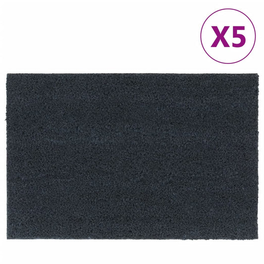 Dørmatter 5 stk mørkegrå 40x60 cm tuftet kokosfiber