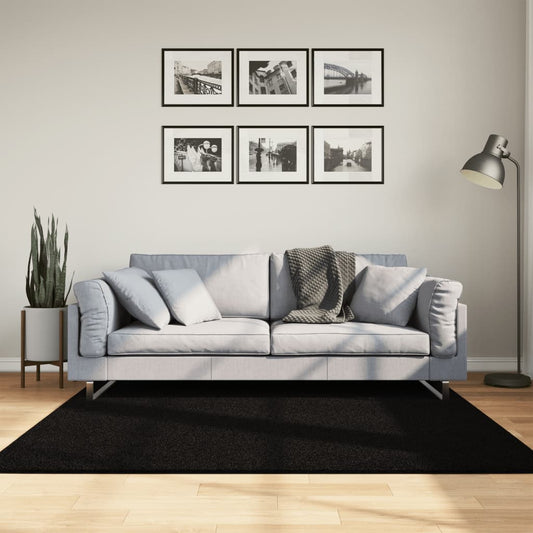 Teppe HUARTE kort luv mykt og vaskbart svart 160x160 cm